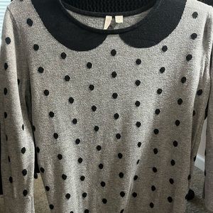 Gray with black Polka dot and collar sweater